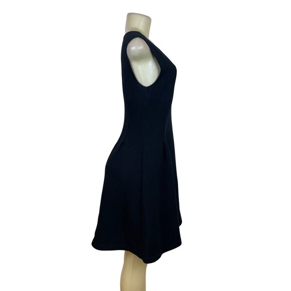 Maeve Womens Black Sleeveless Fit & Flare Zip-Back Knit Dress Sze M - Picture 2 of 7